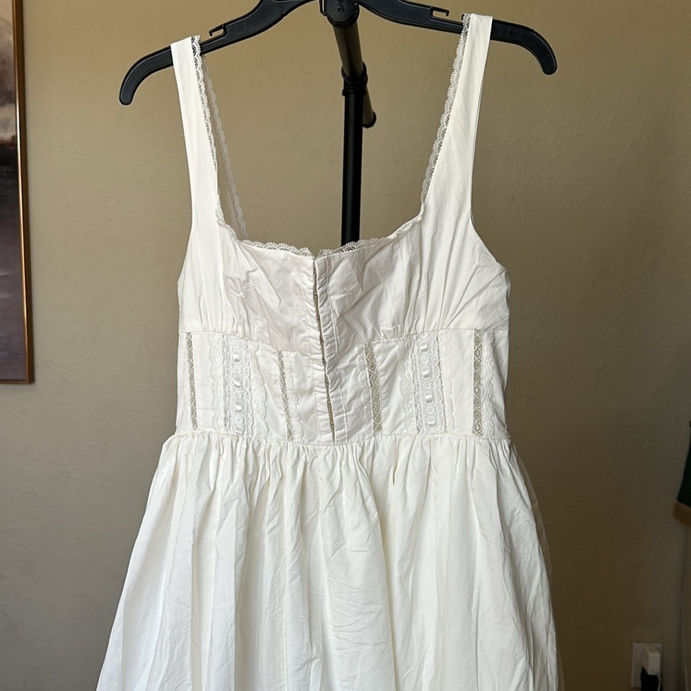 House of CB 'Perle’ White Lace Trim Midi Dress NWOT size L - Picture 14 of 14